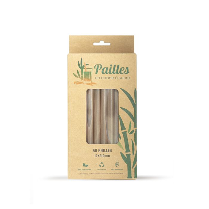 Pailles Bubble Tea en Canne à Sucre (par 50)