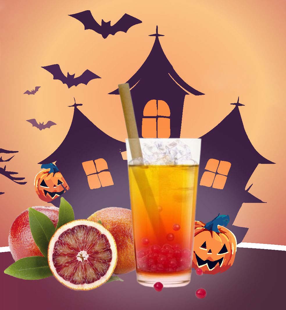 Recettes d’Halloween : Bubble Tea Orange Sanguine