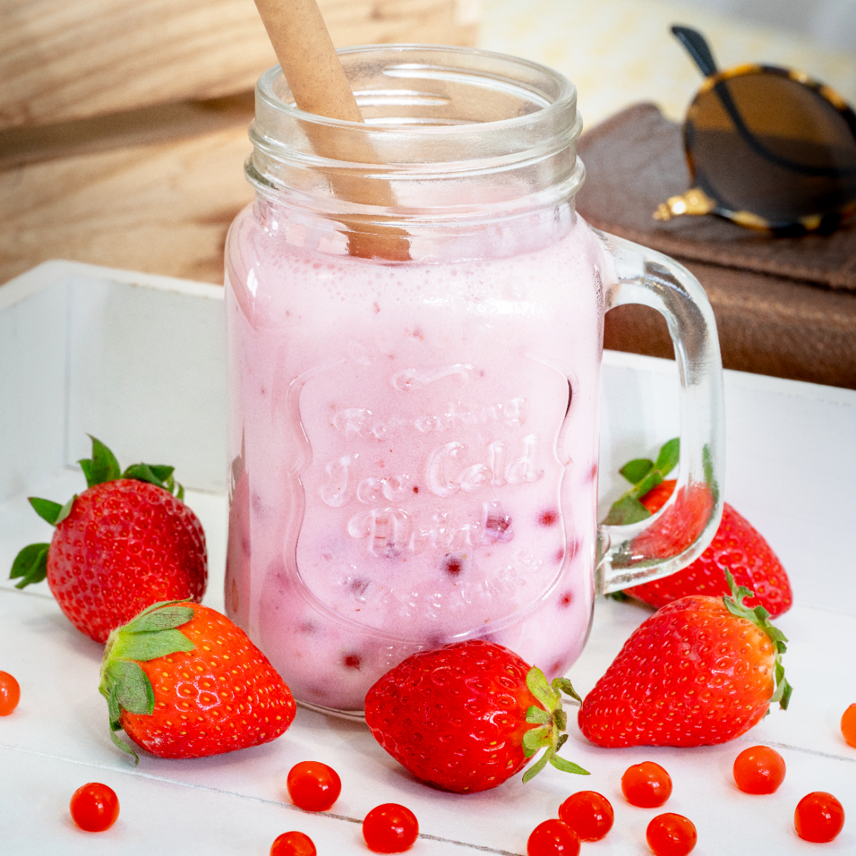 Bubble tea milkshake fraise